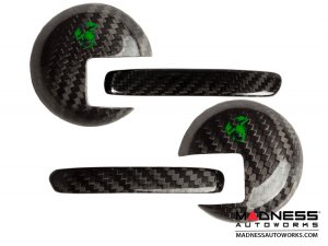 FIAT 500 Interior Door Handle Kit - Carbon Fiber - Green Scorpion Design
